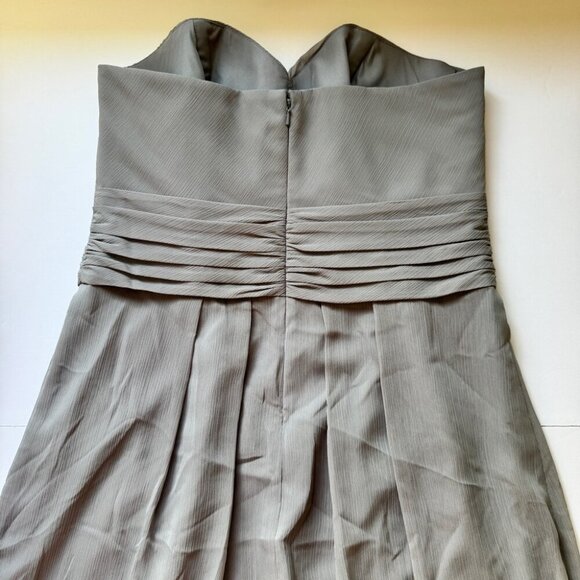 NWT David's Bridal F14847 Short Crinkle Chiffon Dress Front Cascade Mercury 10 - Picture 13 of 14